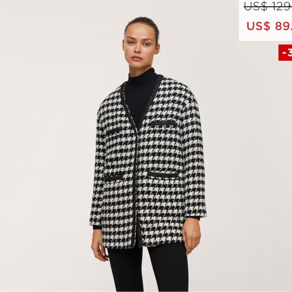 Mango Houndstooth Jacket Blazer - image 1